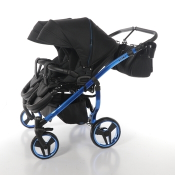 Універсальна коляска для двійні 2 в 1 Junama Diamond Individual Duo 02, чорний на синій рамі (JD-IN-DUO-02) - Pampik - 13