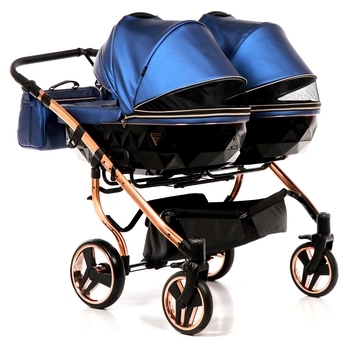 Універсальна коляска для двійні 2 в 1 Junama Fluo line Duo 01, синій (J-Fl-DUO-01) - Pampik - 2