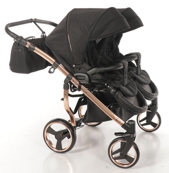 Універсальна коляска для двійні 2 в 1 Junama Diamond Individual Duo 03, чорний на бронзовій рамі (JD-IN-DUO-03) - Pampik - 9