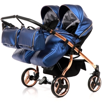 Універсальна коляска для двійні 2 в 1 Junama Fluo line Duo 01, синій (J-Fl-DUO-01) - Pampik - 5