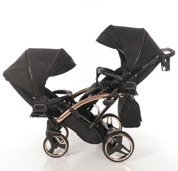 Універсальна коляска для двійні 2 в 1 Junama Diamond Individual Duo Slim 03, чорний на бронзовій рамі (JD-IN-DUOs-03) - Pampik - 8