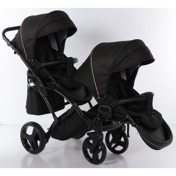 Універсальна коляска для двійні 2 в 1 Junama Mirror Satin Duo Slim 02, чорний з бронзовим (J-MS-DUOs-02) - Pampik - 10