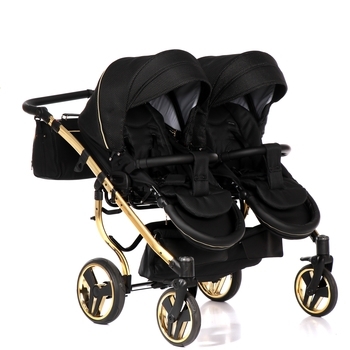 Універсальна коляска для двійні 2 в 1 Junama Mirror Satin Duo 03, чорний з золотим (J-MS-DUO-03) - Pampik - 4