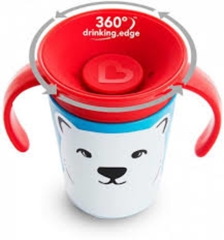 Чашка-непроливайка Munchkin Miracle 360° Trainer cup Білий ведмідь, 177 мл, білий із синім (051776) - Pampik - 3