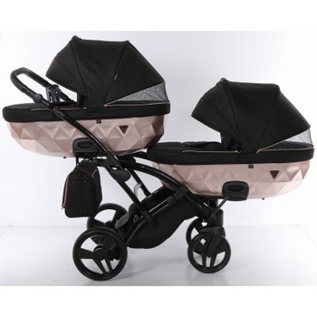 Універсальна коляска для двійні 2 в 1 Junama Mirror Satin Duo Slim 02, чорний з бронзовим (J-MS-DUOs-02) - Pampik - 6