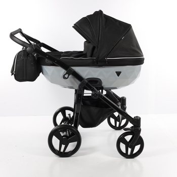 Універсальна коляска для двійні 2 в 1 Junama Mirror Satin Duo 01, чорний з сріблястим (J-MS-DUO-01) - Pampik - 7