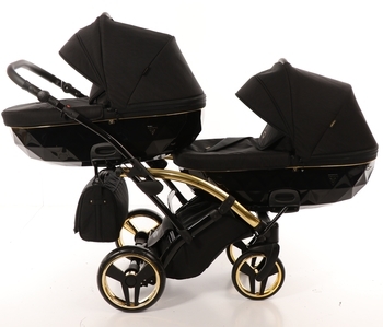 Універсальна коляска для двійні 2 в 1 Junama Diamond S-line Duo Slim 02, чорний (JD-SL-DUOs-02) - Pampik - 4