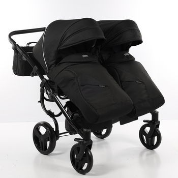 Універсальна коляска для двійні 2 в 1 Junama Mirror Satin Duo 01, чорний з сріблястим (J-MS-DUO-01) - Pampik - 12