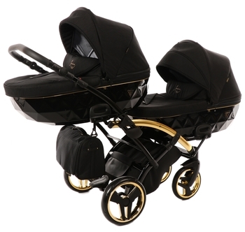 Універсальна коляска для двійні 2 в 1 Junama Diamond S-line Duo Slim 02, чорний (JD-SL-DUOs-02) - Pampik