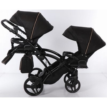 Універсальна коляска для двійні 2 в 1 Junama Mirror Satin Duo Slim 02, чорний з бронзовим (J-MS-DUOs-02) - Pampik - 7