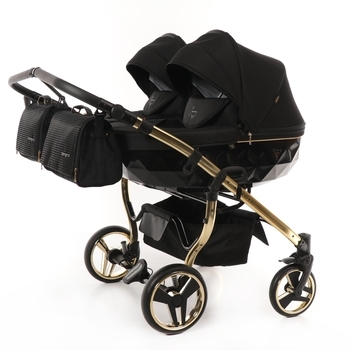 Універсальна коляска для двійні 2 в 1 Junama Diamond S-line Duo 02, чорний (JD-SL-DUO-02) - Pampik