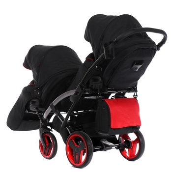 Універсальна коляска для двійні 2 в 1 Junama Diamond S-line Duo Slim 01, чорний з червоним (JD-SL-DUOs-01) - Pampik - 8