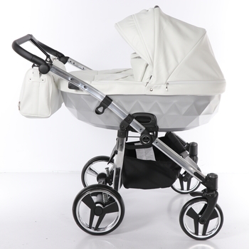 Універсальна коляска для двійні 2 в 1 Junama Mirror Satin Duo 04, білий з сріблястим (J-MS-DUO-04) - Pampik - 4