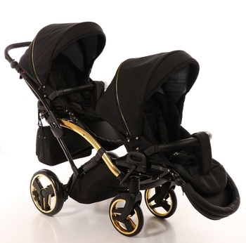 Універсальна коляска для двійні 2 в 1 Junama Diamond S-line Duo Slim 02, чорний (JD-SL-DUOs-02) - Pampik - 5