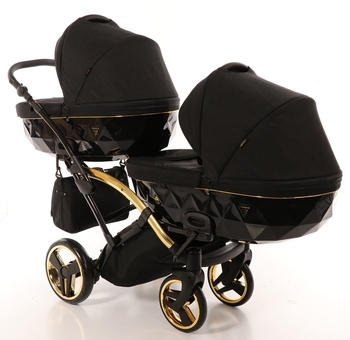 Універсальна коляска для двійні 2 в 1 Junama Diamond S-line Duo Slim 02, чорний (JD-SL-DUOs-02) - Pampik - 2