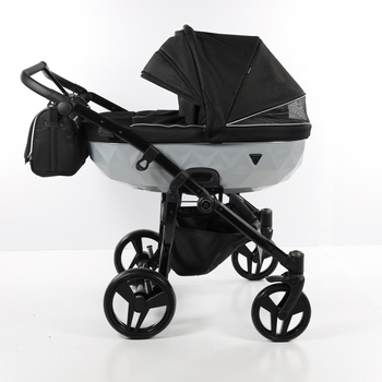 Універсальна коляска для двійні 2 в 1 Junama Mirror Satin Duo 01, чорний з сріблястим (J-MS-DUO-01) - Pampik - 6