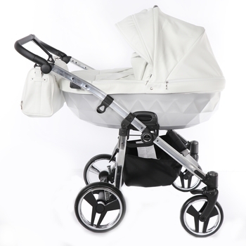 Універсальна коляска для двійні 2 в 1 Junama Mirror Satin Duo 04, білий з сріблястим (J-MS-DUO-04) - Pampik - 10