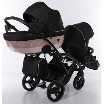 Універсальна коляска для двійні 2 в 1 Junama Mirror Satin Duo Slim 02, чорний з бронзовим (J-MS-DUOs-02) - Pampik - 8