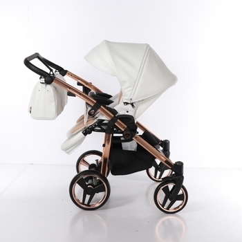 Універсальна коляска для двійні 2 в 1 Junama Mirror Satin Duo 05, білий з бронзовим (J-MS-DUO-05) - Pampik - 8