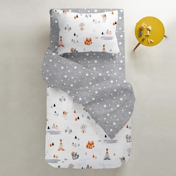 Набір простирадл на резинці Cosas Зорепад, ранфорс, 120х60 см, білий, сірий, 2 шт. - Pampik - 5