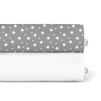 Набір простирадл на резинці Cosas Зорепад, ранфорс, 120х60 см, білий, сірий, 2 шт. - Pampik