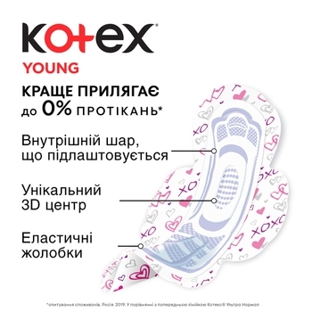 Прокладки гігієнічні Kotex Young Normal, 10 штук - Pampik - 4
