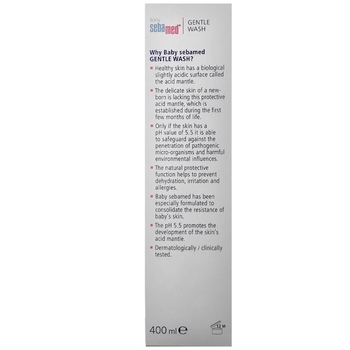 Деликатная эмульсия для умывания для тела и волос Sebamed Extra Soft Ph 5.5 Baby Wash, с помпой, 400 мл - Pampik - 5