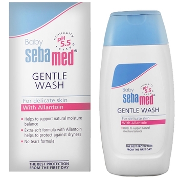 Деликатная эмульсия для умывания для тела и волос Sebamed Extra Soft Ph 5.5 Baby Wash, 200 мл - Pampik