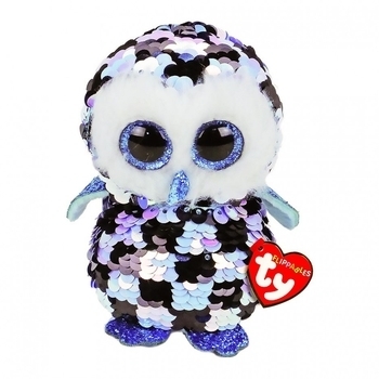 М'яка іграшка TY Flippables Сова Topper, 15 см, блакитний (36348) - Pampik