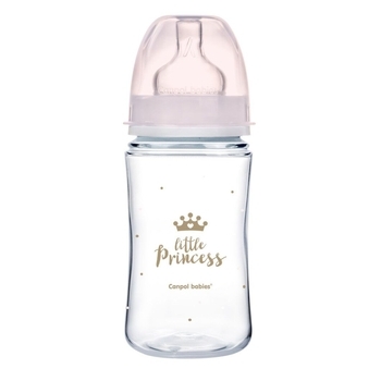 Антиколікова пляшечка Canpol Babies Easystart Royal baby, з широким отвором, 240 мл, рожевий (35/234_pin) - Pampik