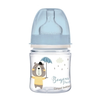 Антиколікова пляшечка Canpol Babies Easystart Bonjour Paris, з широким отвором, 120 мл, синій (35/231_blu) - Pampik