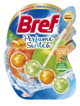 Туалетний блок для унітаза Bref Зміна аромату Персик-Яблуко, 50 г - Pampik