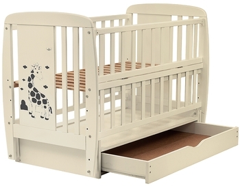 Кровать Babyroom Жирафик DJMYO-3 маятник, ящик, откидной бок, бук слоновая кость (625290) - Pampik - 2
