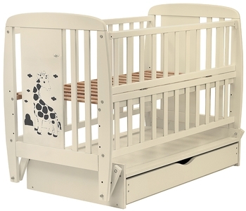Кровать Babyroom Жирафик DJMYO-3 маятник, ящик, откидной бок, бук слоновая кость (625290) - Pampik - 3