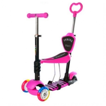 Самокат 5 в 1 iTrike Maxi JR 3-026-C, рожевий (23761) - Pampik