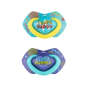 Силіконова симетрична пустушка Canpol babies Neon love, 18+ місяців, 2 шт., блакитний (22/654_blu) - Pampik