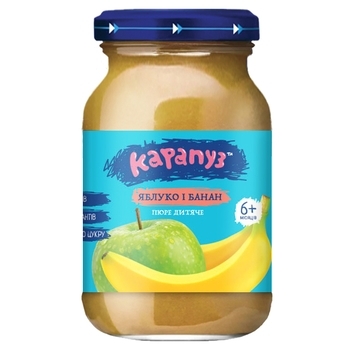 Фруктовое пюре Карапуз Яблоко и Банан, без сахара, 6+ мес., 170 г - Pampik