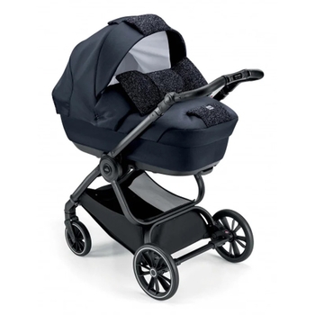 Універсальна коляска 2 в 1 Cam Techno Softy, рама чорний карбон, синій з глітером (805T/V98/977/513K) - Pampik