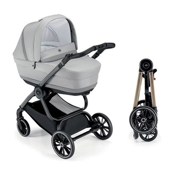 Универсальная коляска 2 в 1 Cam Techno Milano, рама золото, светло-серый (805T/V93/978/555K) - Pampik