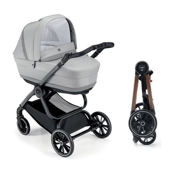 Універсальна коляска 2 в 1 Cam Techno Milano, рама під дерево, світло-сірий (805T/V96/978/555K) - Pampik
