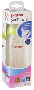 Бутылочка для кормления Pigeon SofTouch Peristaltic Plus, с силиконовой соской, 240 мл (26646) - Pampik - 2
