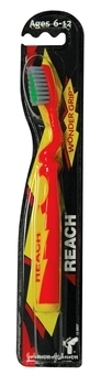 Зубна щітка Reach Wonder Grip, 6-12 років, жовтий з червоним (103040200) - Pampik