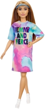 Кукла Barbie "Модница" в разноцветном платье и кепке-козырьке (GRB51) - Pampik
