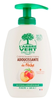 Крем-мило L'Arbre Vert пом'якшувальне, з натуральним екстрактом персика, 300 мл - Pampik