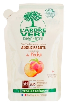 Крем-мило L'Arbre Vert пом'якшувальне, з натуральним екстрактом персика (запасний блок), 300 мл - Pampik