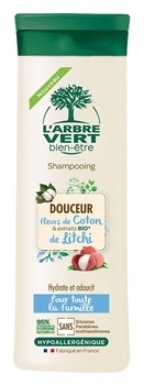 Шампунь пом'якшуючий L'Arbre Vert з лічі та квітами бавовни, 250 мл - Pampik