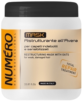 Маска для волосся Numero Total Repair Mask, з екстрактом вівса, 1 л - Pampik