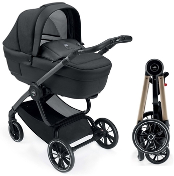 Універсальна коляска 2 в 1 Cam Techno Soul, рама золота, чорний (805T/V93/970/500K) - Pampik