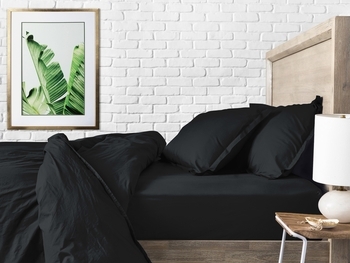 Набір простирадл на резинці Cosas, ранфорс-преміум, 200х140 см, чорний з бежевим, 2 шт. - Pampik - 10