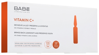 Ампулы-концентрат для депигментации с антиоксидантным эффектом Babe Laboratorios Vitamin C+, 10 шт. x 2 мл - Pampik